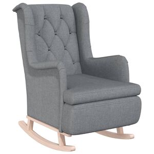 vidaXL Armchair | Light grey | 100% polyester fabric, solid rubber wood