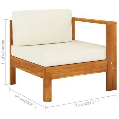 vidaXL 4-Seater Garden Sofa with Cream White Cushions Solid Acacia Wood