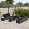 vidaXL Garden Sofa Set with Cushion 9 pcs Black Poly rattan
