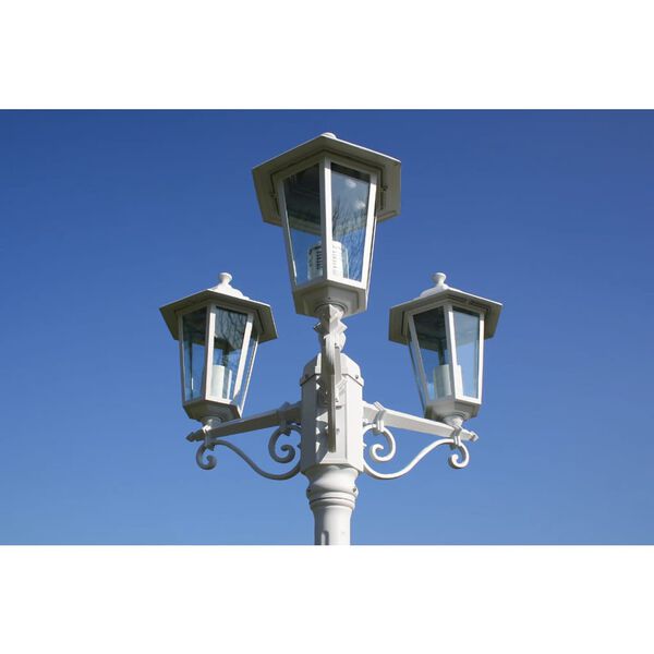 vidaXL Garden Light Post 3-arms 215 cm White Aluminium