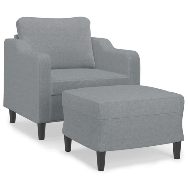 vidaXL Sofa Chair with Footstool Light Grey 60 cm Fabric