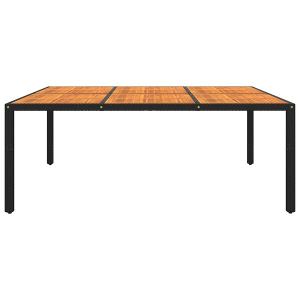 vidaXL Garden Table 200x150x75 cm Acacia Wood and Poly Rattan Black