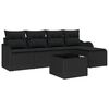 vidaXL Garden Sofa Set 6 pcs Black Poly Rattan