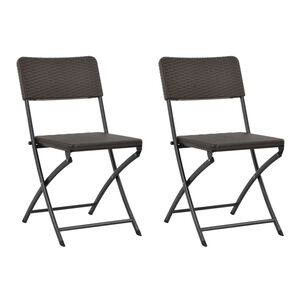 vidaXL Folding Garden Chairs 2 pcs HDPE and Steel Brown