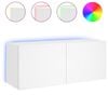 vidaXL TV Wall Cabinet with LED Lights White 100x35x41 cm