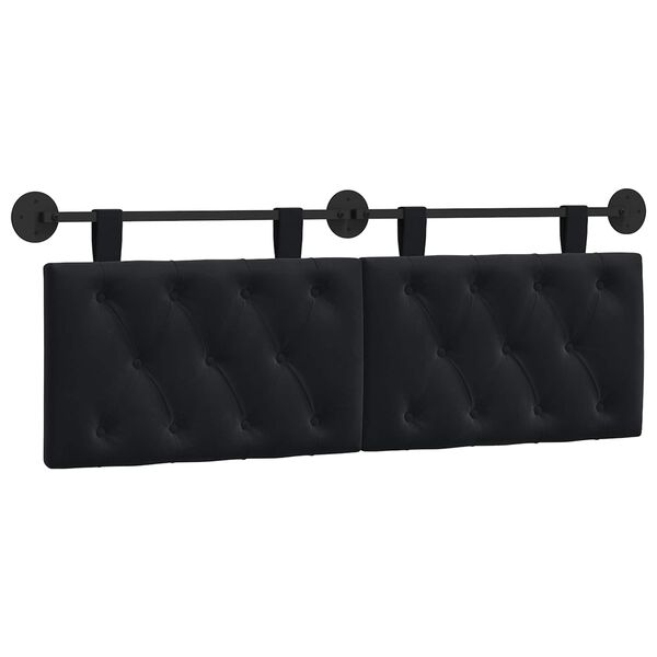 vidaXL Hanging Headboard Wall-mounted Black 130 x 55 x 7 cm Velvet