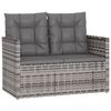 vidaXL Garden Bench with Cushions Grey 105 cm Poly Rattan
