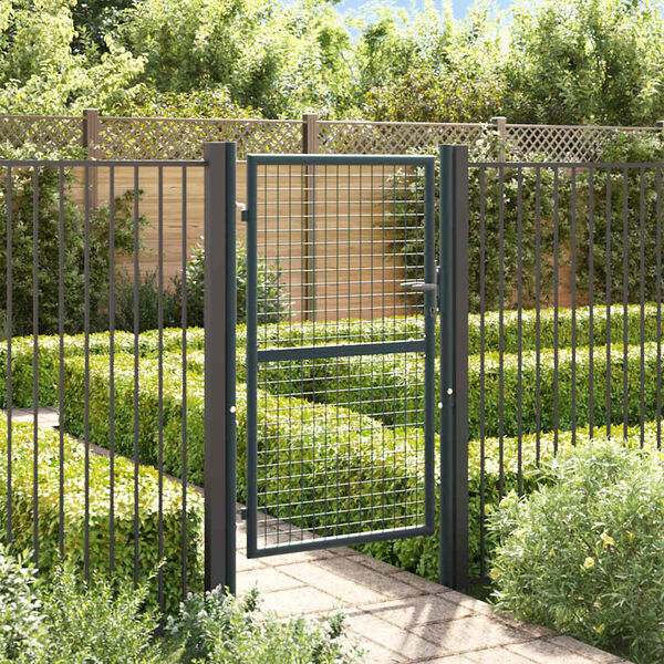 vidaXL Mesh Garden Gate Galvanised Steel 100x150 cm Grey