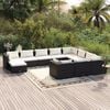 vidaXL 11 Piece Garden Lounge Set with Cushions Poly Rattan Black