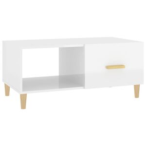 vidaXL Coffee Table High Gloss White 89,5x50x40 cm Engineered Wood