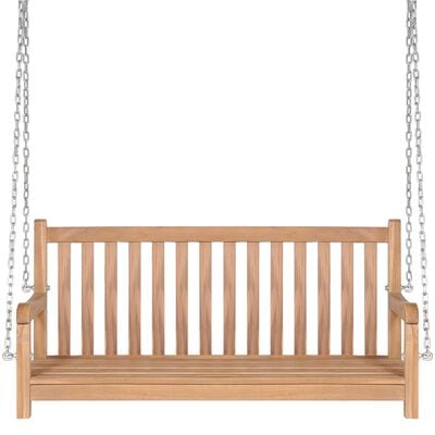 vidaXL Swing Bench with Taupe Cushion 120 cm Solid Teak Wood
