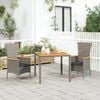 vidaXL 3 Piece Garden Dining Set with Cushions Grey Poly Rattan