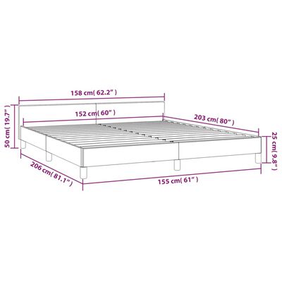 vidaXL Bed Frame with Headboard Dark Grey 153x203 cm Queen Velvet