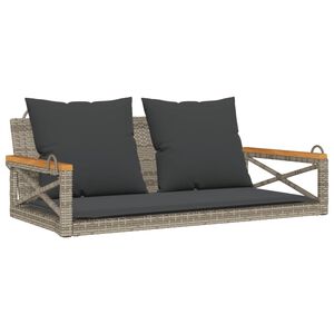 vidaXL Swing Bench with Cushions Grey 109x62x40 cm Poly Rattan