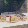 vidaXL 14 Piece Garden Lounge Set with Grey Cushions Solid Pinewood