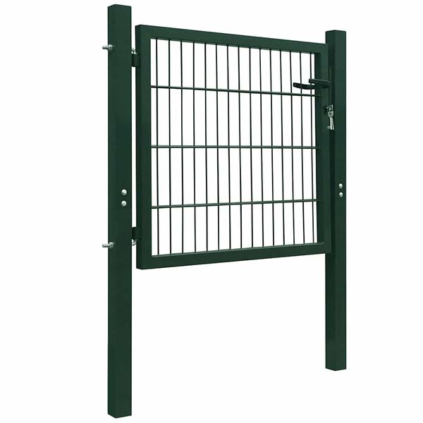 vidaXL Fence Gate Steel Green 100x100 cm