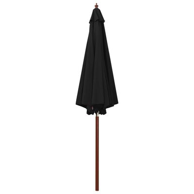 vidaXL Parasol with Wooden Pole 300x258 cm Black