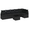vidaXL Garden Sofa Set with Cushion 7 pcs Black Poly Rattan