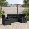 vidaXL 5 Piece Garden Sofa Set with Cushions Black Poly Rattan
