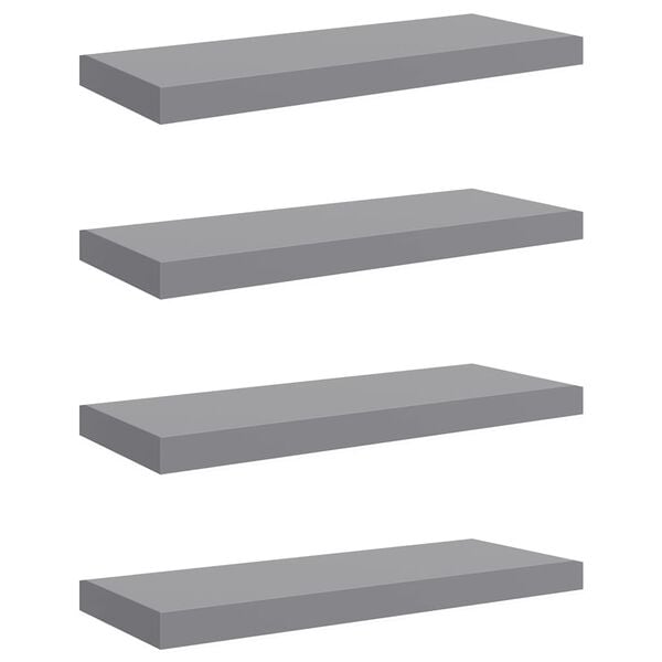 vidaXL Floating Wall Shelves 4 pcs Grey 60x23.5x3.8 cm MDF