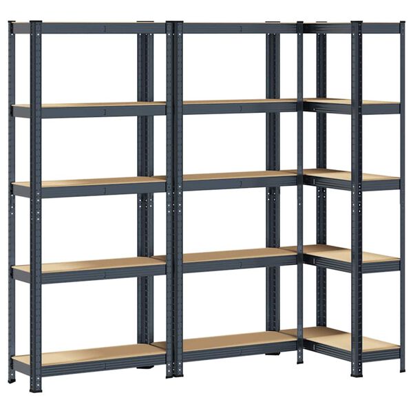 vidaXL 5-Layer Storage Shelves 3 pcs Anthracite Steel&Engineered Wood