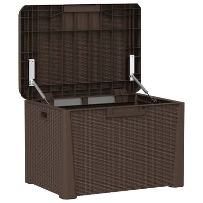 vidaXL Garden Storage Box with Seat Cushion Brown 125 L PP