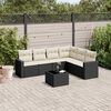 vidaXL 7 Piece Garden Sofa Set with Cushions Black Poly Rattan