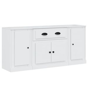 vidaXL Sideboards 3 pcs High Gloss White Engineered Wood