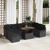 vidaXL Garden Sofa Set with Storage 10 pcs Black Poly rattan