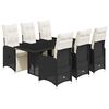 vidaXL 7 Piece Garden Bistro Set with Cushions Black Poly Rattan
