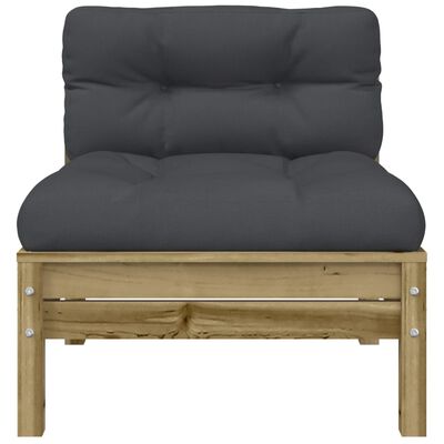 vidaXL Garden Sofa Armless with Cushions 2 pcs Impregnated Wood Pine