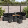 vidaXL Garden Sofa Set with Cushion 9 pcs Black Poly rattan