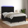 vidaXL Box Spring Bed with Mattress&LED Black 137x187 cm Double Size Velvet