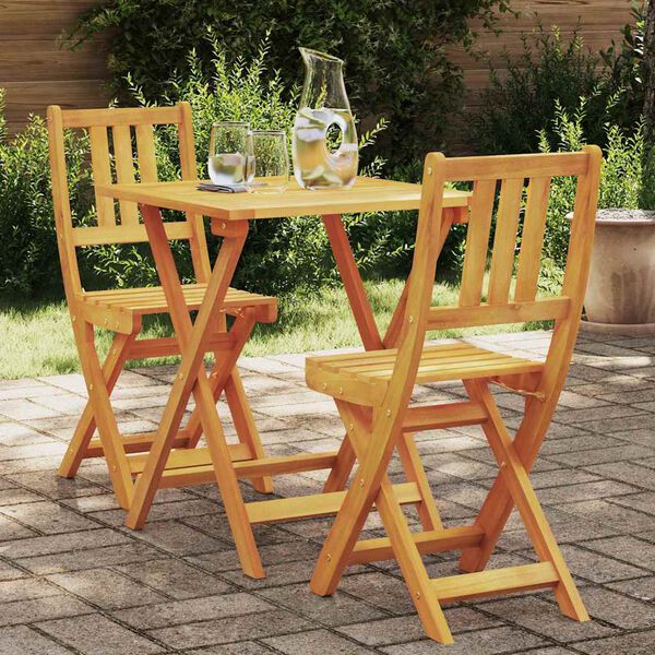 vidaXL Bistro Set Folding 3 pcs Oil Natural Solid Acacia Wood