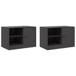 vidaXL TV Cabinets 2 pcs Black 67x39x44 cm Steel