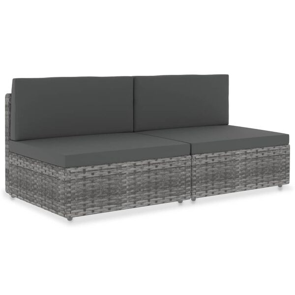 vidaXL Sectional Sofa 2-Seater Poly Rattan Grey