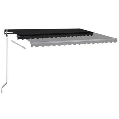 vidaXL Manual Retractable Awning with LED 4.5x3 m Anthracite