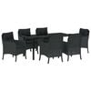 vidaXL Garden Dining Set with Cushion 7 pcs Black Poly Rattan