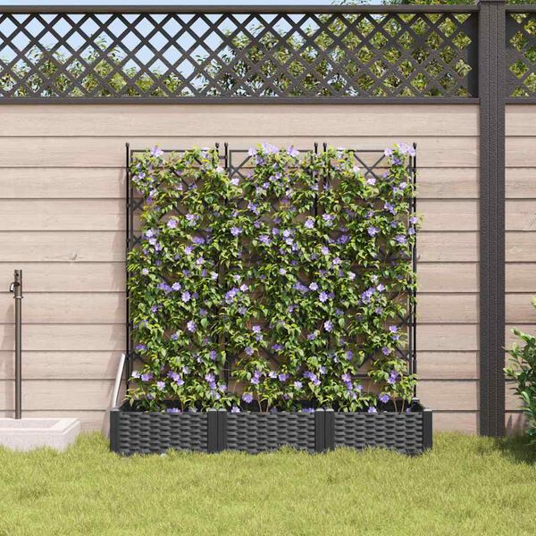 vidaXL Garden Planter 3 pcs Black 120 x 40 x 125.5 cm Steel