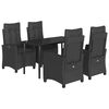 vidaXL 5 Piece Garden Dining Set with Cushions Black Poly Rattan