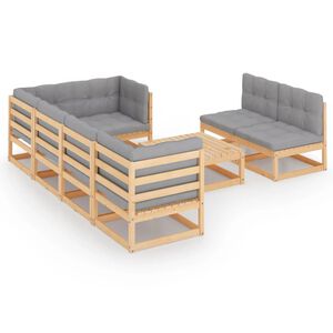 vidaXL 8 Piece Garden Lounge Set with Cushions Solid Pinewood
