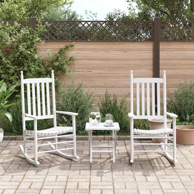 vidaXL Rocking Chairs with Curved Seats 2 pcs White Solid Wood Fir