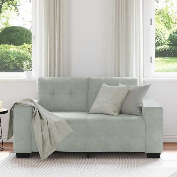 vidaXL Loveseat Sofa Light Grey 120 cm Velvet