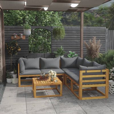 vidaXL 6 Piece Garden Lounge Set with Cushion Solid Acacia Wood