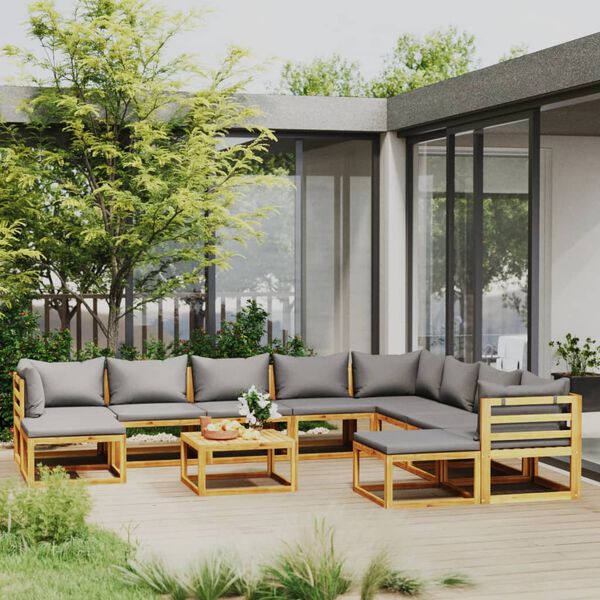 vidaXL 11 Piece Garden Lounge Set with Cushion Solid Acacia Wood
