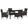 vidaXL Garden Dining Set 5 pcs Black Poly Rattan