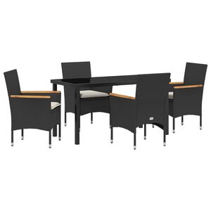 vidaXL Garden Dining Set 5 pcs Black Poly Rattan