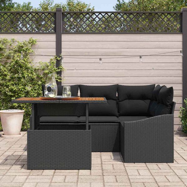 vidaXL Garden Dining Set with Cushion Black and Brown 100 x 55 x 73 cm