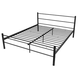vidaXL Bed Frame without Mattress Black Metal Queen Size