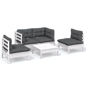 vidaXL 5 Piece Garden Lounge Set with Cushions Solid Pinewood
